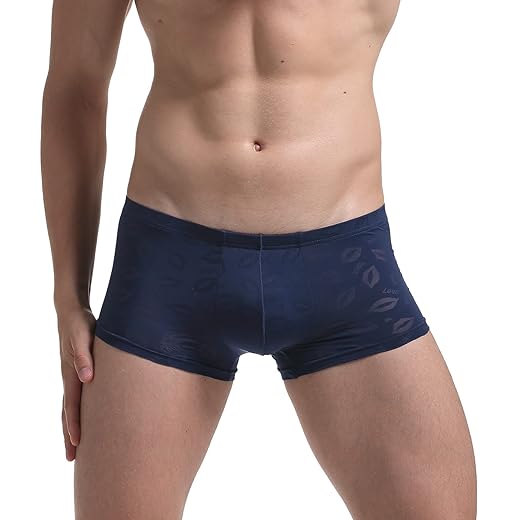SEAUR Cuecas boxer masculinas respiráveis de seda gelada, shorts convexos, cintura baixa, shorts refrescantes