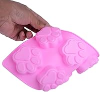 Vista 4 de Juego de dos moldes de silicona con estampado de patas para golosinas caseras, para hornear dulces, horno, microondas y congelador