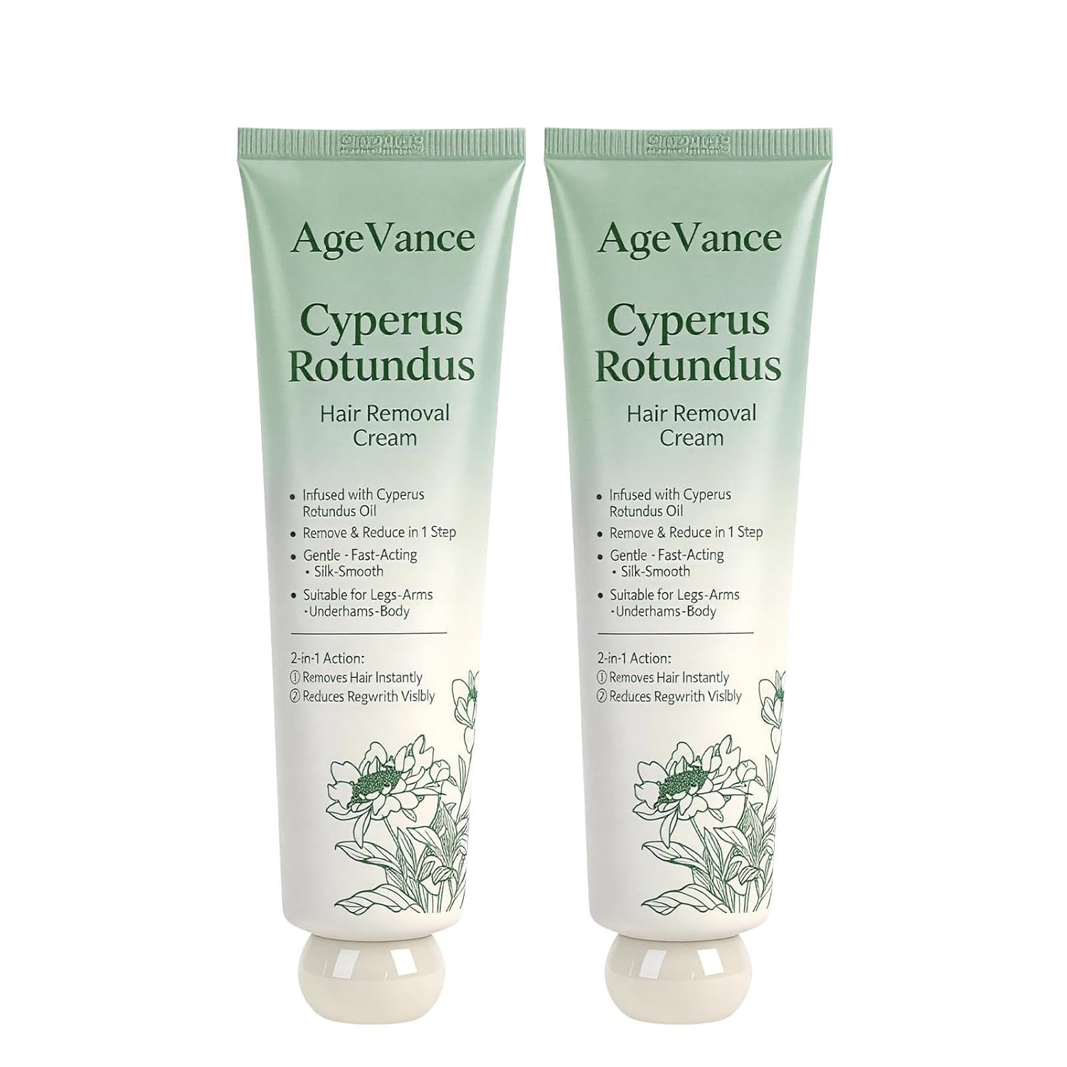 Cyperus Rotundus Hair Removal Cream for Women, 2-in-1 Bare Basics Hair Removal Cream & Skin Moisturizer, Effective on Arms, Legs & Underarms,3.52 Oz(2 PCS)