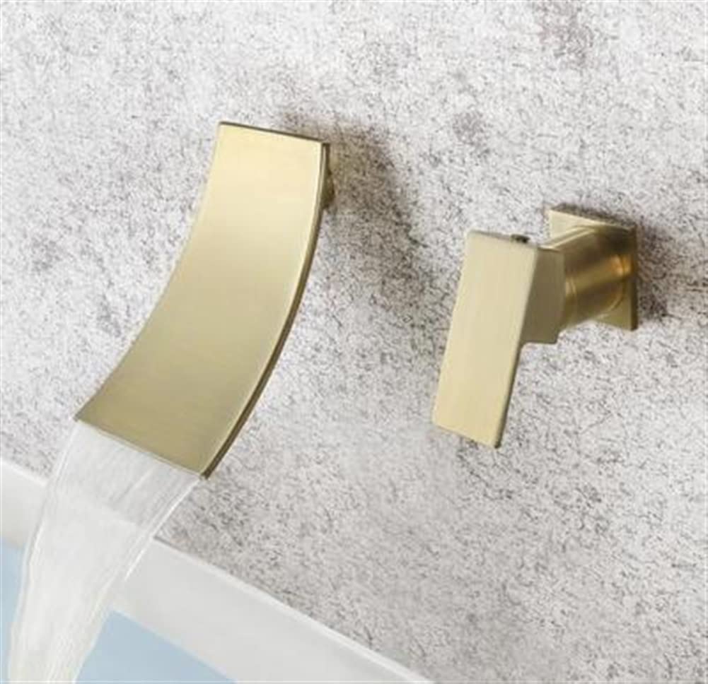 HCFYAUIS Modern Brushed Nickel Bathroom Faucet Set In Wall Waterfall Faucet with Hot and Cold Mixer Tap for Bathroom and Kitchen
