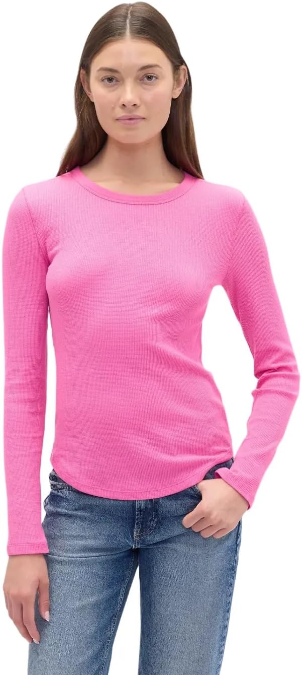 GAP Womens Long Sleeve Waffle Knit T-Shirt