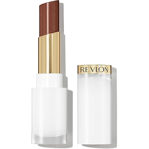 REVLON Super Lustrous Glass Shine Balm, Hydrating Tinted Lip Balm with Hyaluronic Acid, Aloe & Rose Quartz, Medium Brown Lipstick, 012 Chocolate Luster, 0.11 oz