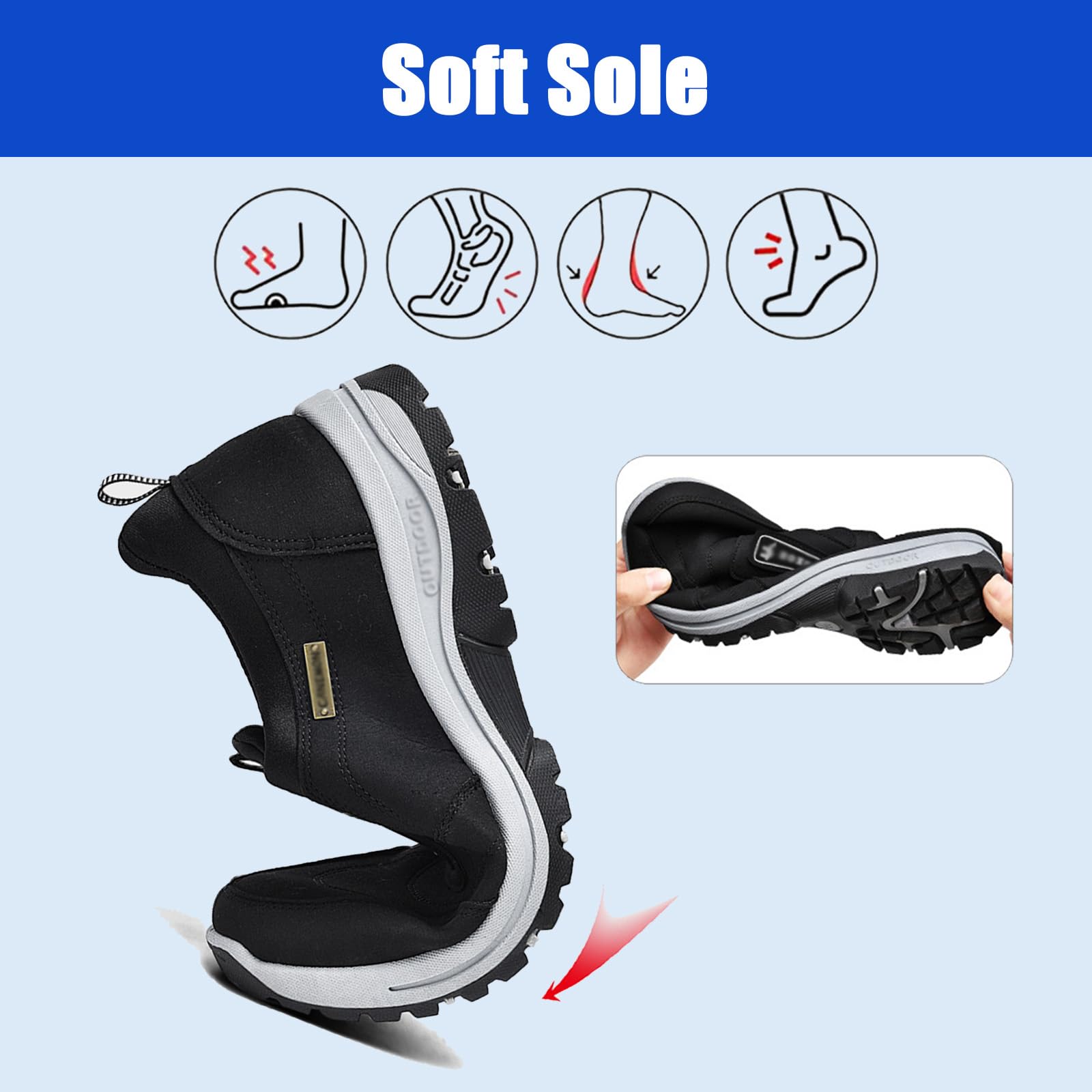 Scarpe Trekking Senza Lacci Uomo - Ortopediche, Antiscivolo, Leggere E Traspiranti - Foto 13