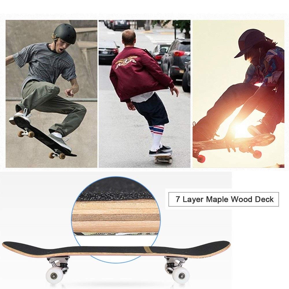 Skateboard Completo para Adultos y Niños, Monopatin para Principiantes y Profesionales, Tabla de Skate Completa
