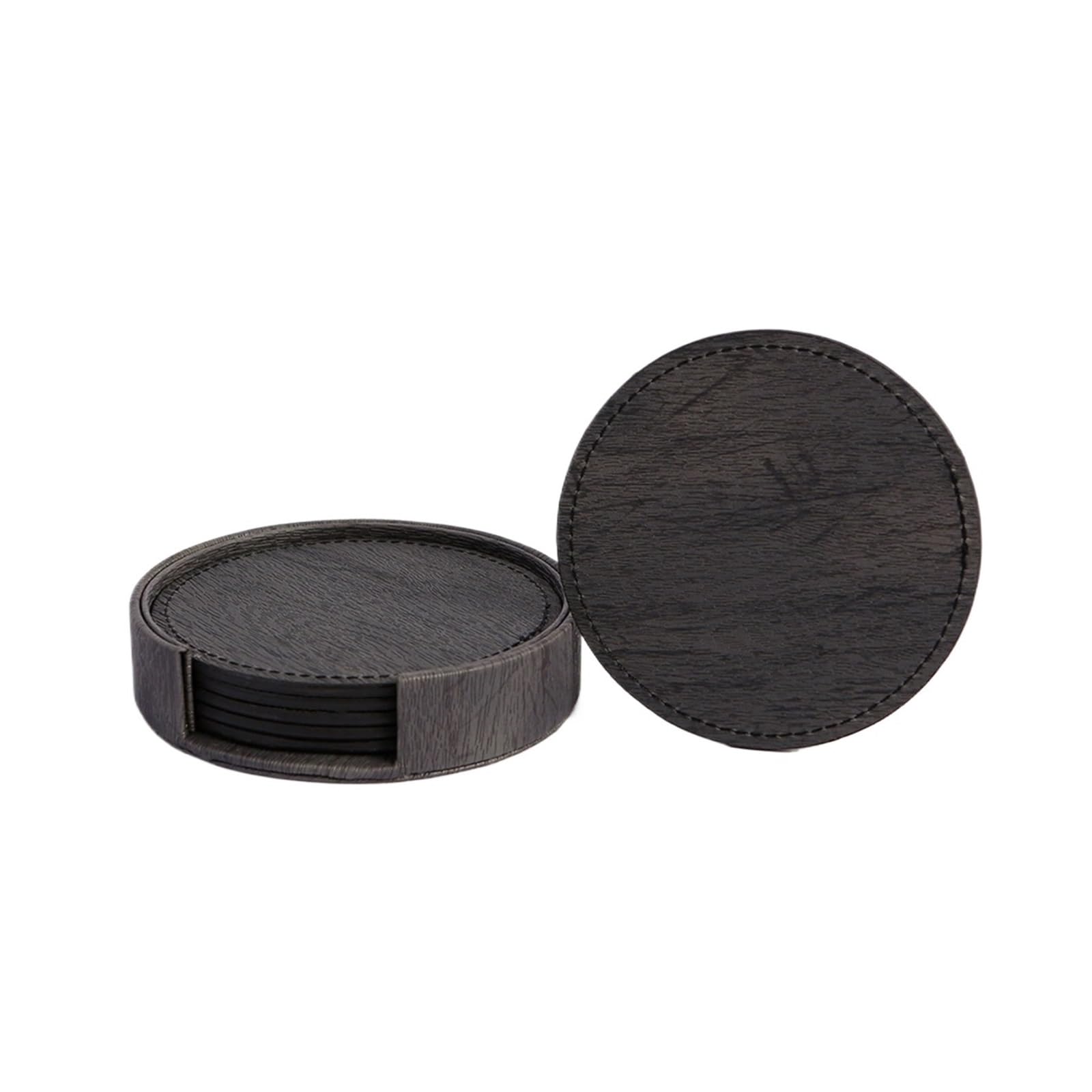 Insulated Coasters 2Sets 6Pcs Wood Grain Leather Coasters Placemats Tea and Coffee Cups Cushions Home Bar Counter Insulated Rack Non Stick(C)