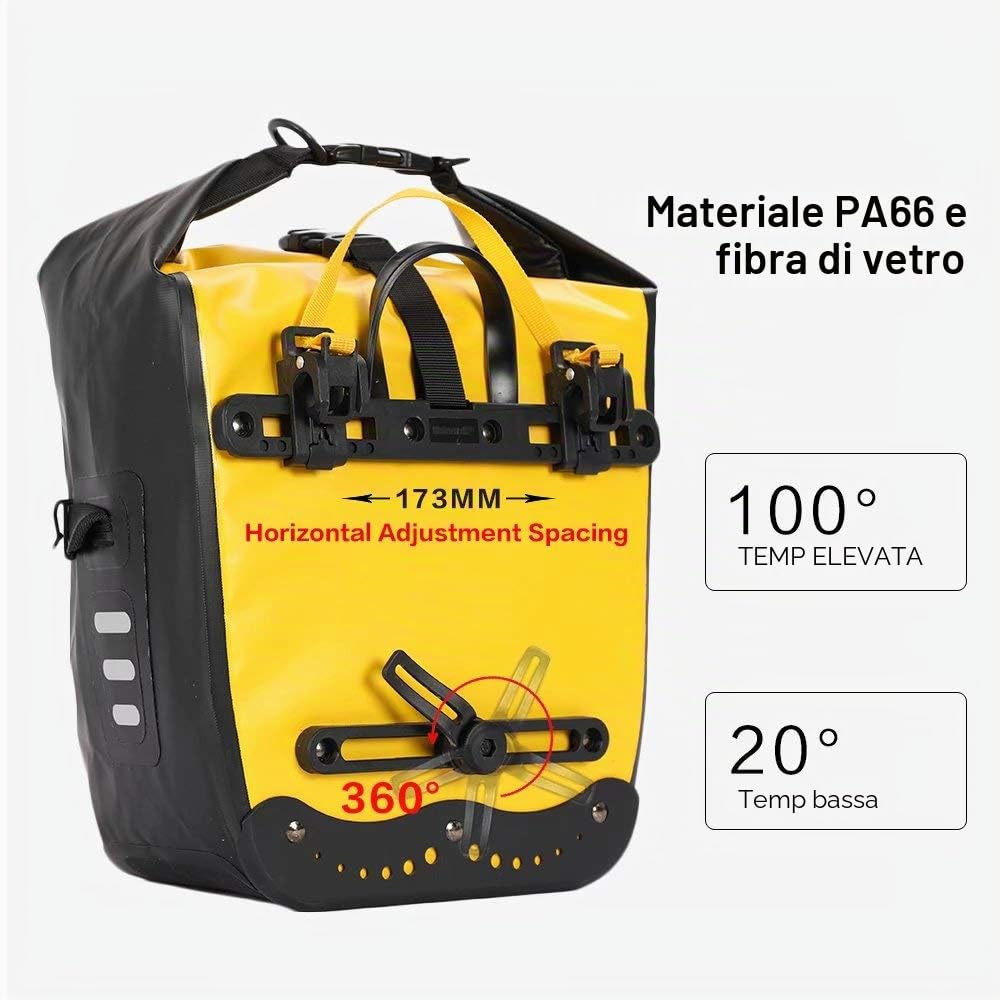 Rhinowalk Borsa da bicicletta impermeabile per portabagagli, portabagagli, tasche laterali, borsa da bicicletta, borsa posteriore