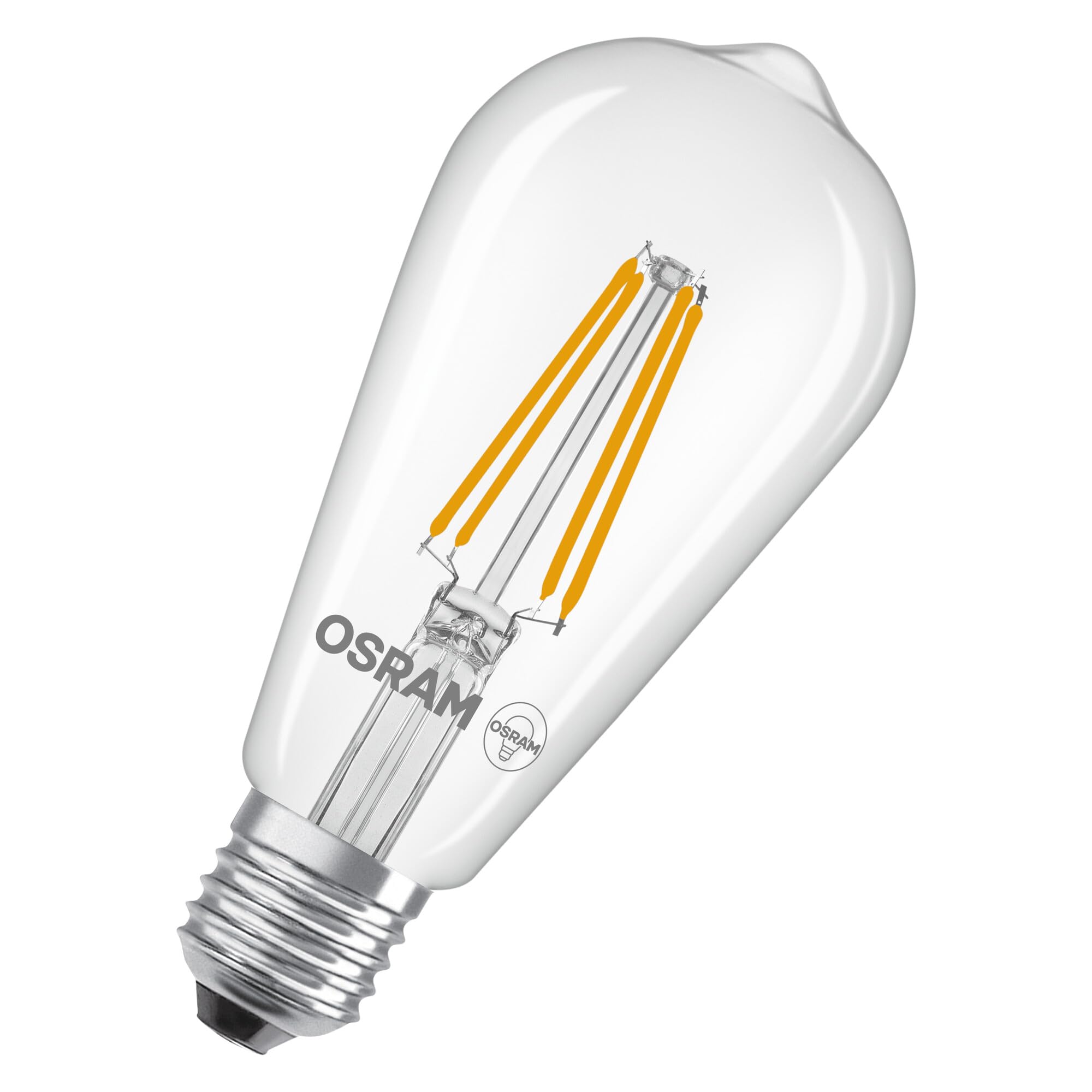 OSRAM Bombilla LED forma Edison A60 5,9 W transparente E27 | LED Star Classic Edison 60 Filament, LED Lamps, Claro, 64 mm dia, 15000 h, Paquete de 6