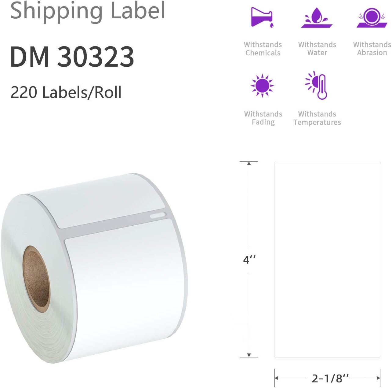 AveneMark 12 Rolls Compatible DYMO 30323 (2-1/8" x 4") Shipping Labels, Direct Thermal Address Shipping Postage Barcodes, Compatible with Rollo, DYMO 4XL & Zebra Desktop Printers (220 Labels/Roll)