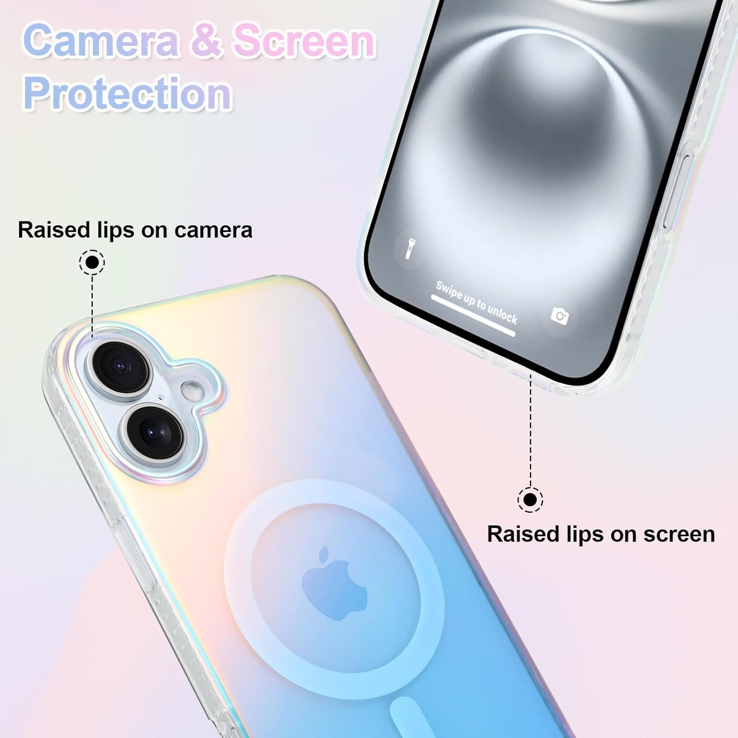 ZIYE Iridescent Case Compatible with iPhone 16 Plus Magnetic Cute Fluorescent Laser Design Compatible with Magsafe Scratch-Resistant Shockproof Protective Phone Cover for Women Girls Men - Image 5