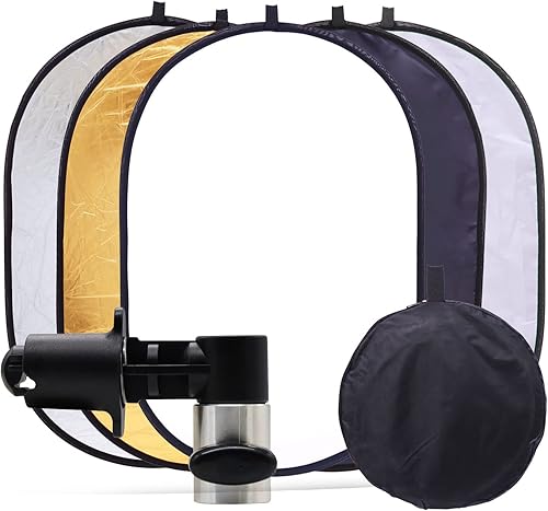 Reflector de luz de fotografía de 24 x 35 pulgadas con clip 5 en 1 portátil ovalado plegable multidisco fotografía estudio cámara fotográfica