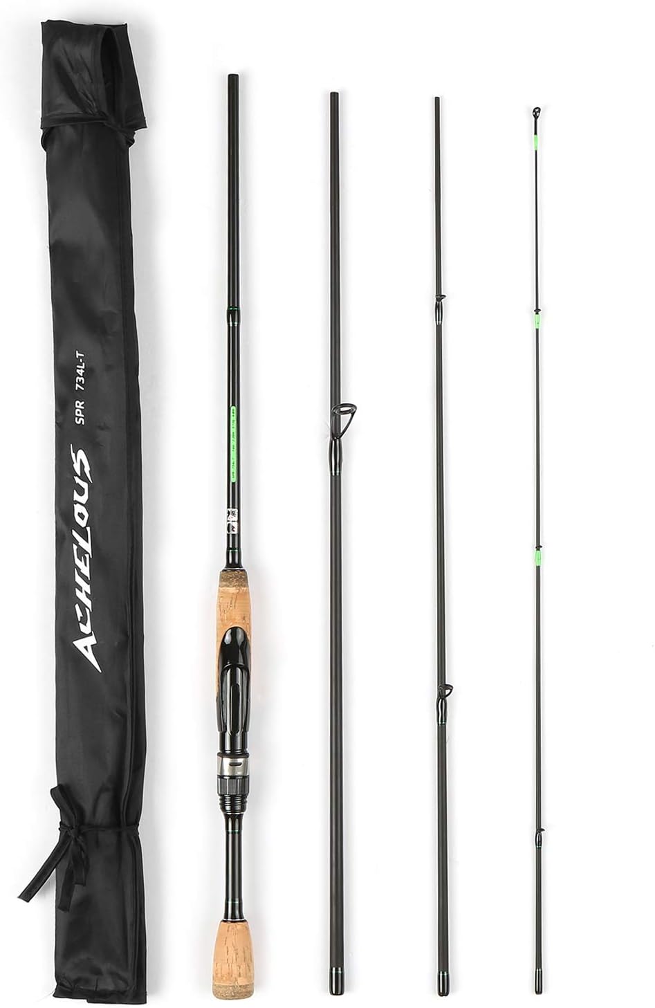 HUIOP Fishing Rod,4 Pieces Travel Rod, Portable Travel Spinning Fishing Rod Lightweight Carbon Fiber 4 Pieces Fishing Pole