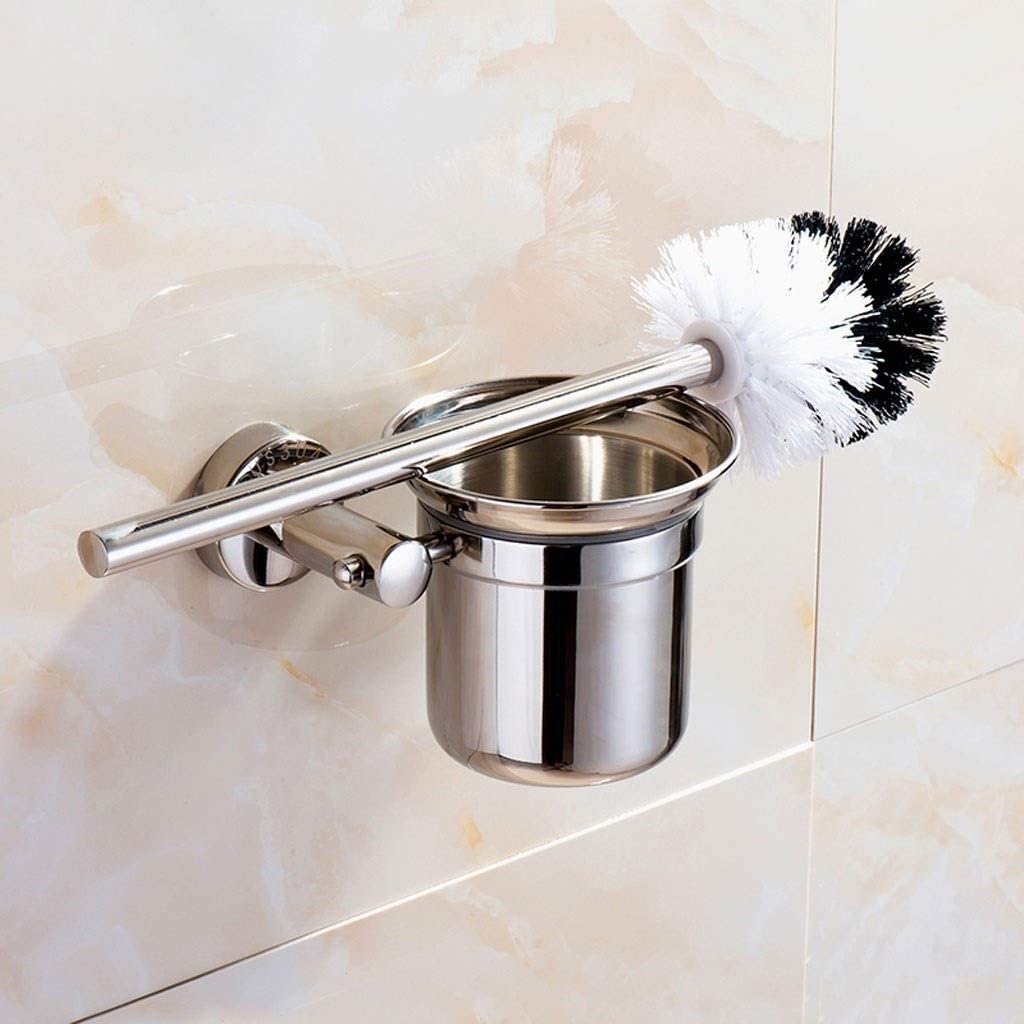 BKEKM Escobilla Inodoro Escobilla de Inodoro de Acero Inoxidable Montaje en Pared Escobilla de Inodoro de Mango Largo y Soporte para Cepillo de Limpieza de Inodoro de baño Moda