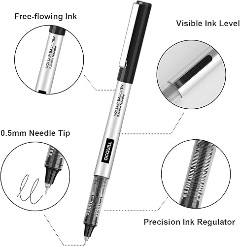 Miniatura 6 de GC QUILL Paquete de 24 bolígrafos de punta fina, tinta líquida negra de 0.020 in para diario de viñetas, suministros de oficina para escribir, tomar