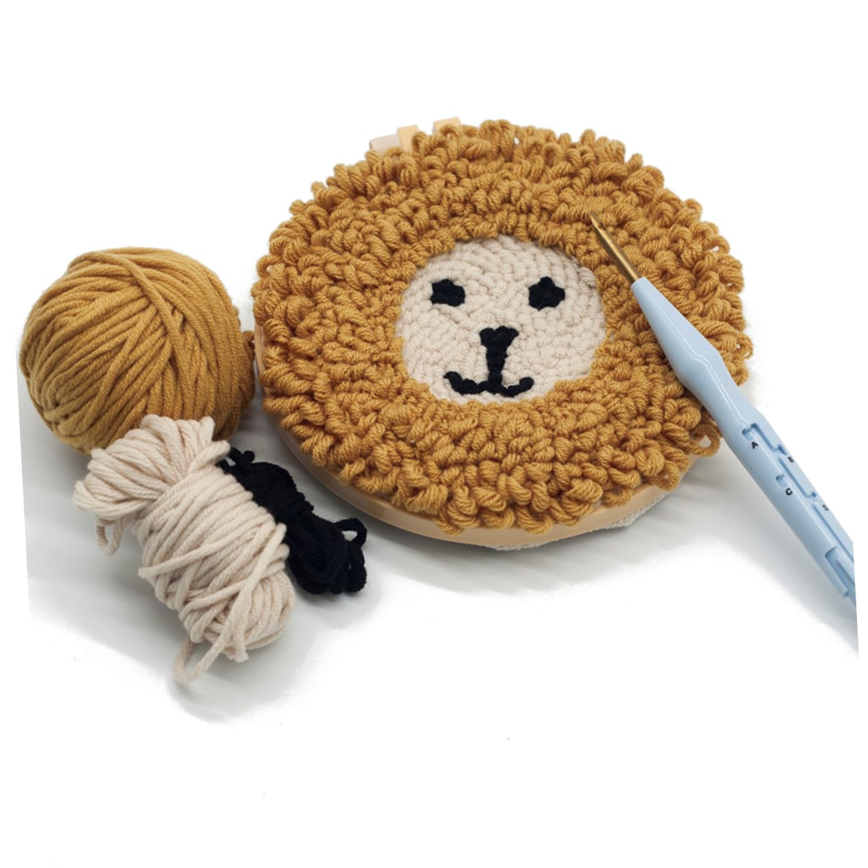 Angoily 2 Piezas Kit de Punch Needle para Principiantes con de Manualidades Aro de Plástico Set de Hilo de Lana para Diy para Adultos y Partir de