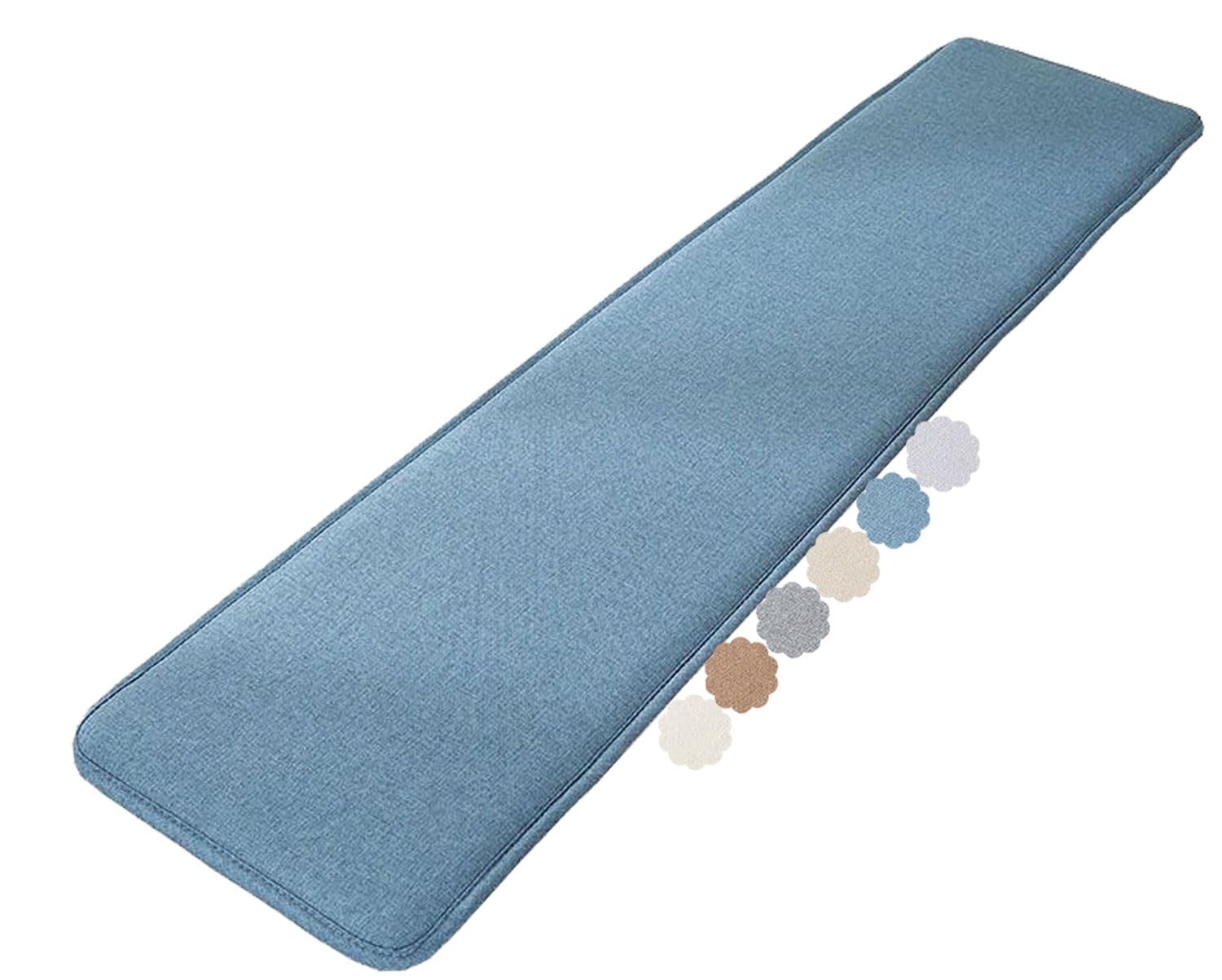 uyeoco Bench Cushion Outdoor/Indoor 2 seater 3 seater 160/130/180/120 x 50/40/35/30cm Non-Slip Seat Pad for Bay Windows, Garden Patio, Long Chairs, Swings & Porch Furniture(Blue,30x90cm)