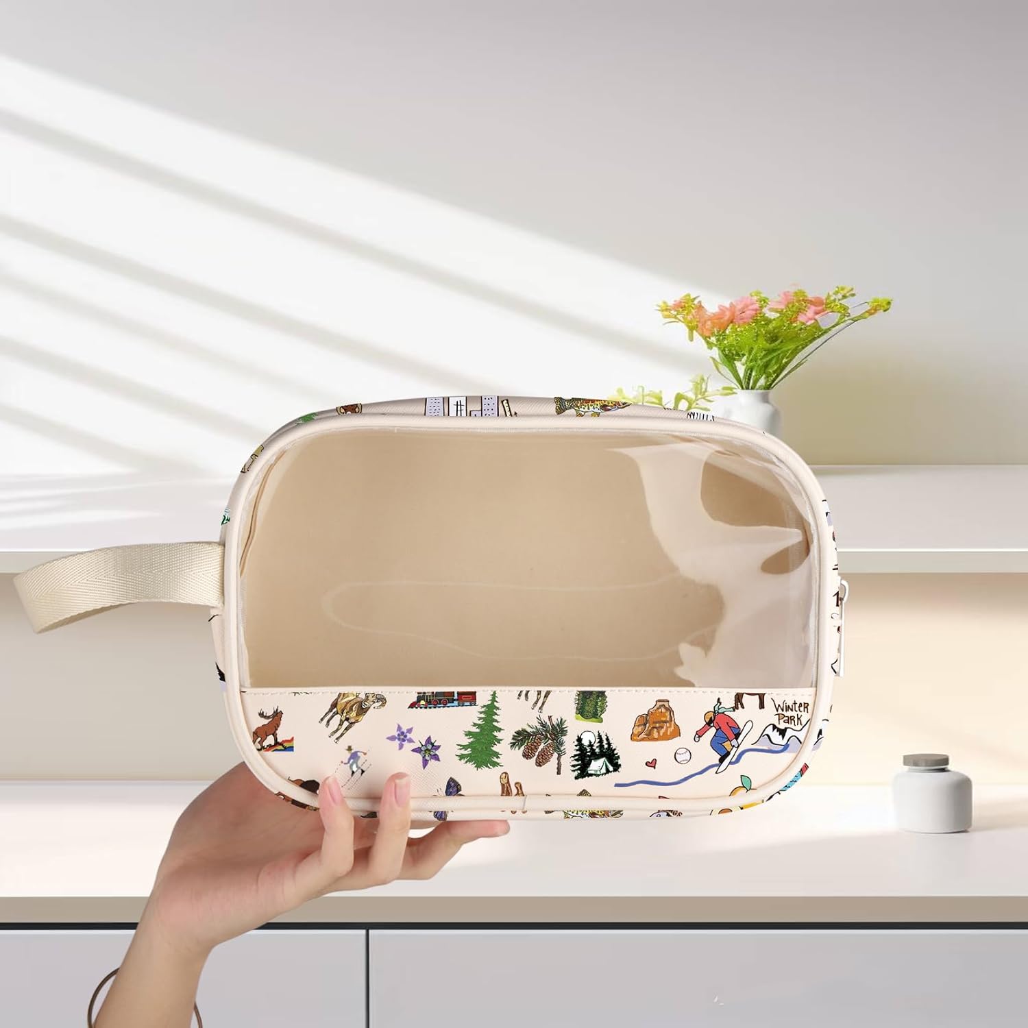 FEELMEM Colorado Travel Gift Colorado Clear Makeup Bag Trip Lover Souvenir Makeup Bag Colorado Merchandise (beige) - Image 3
