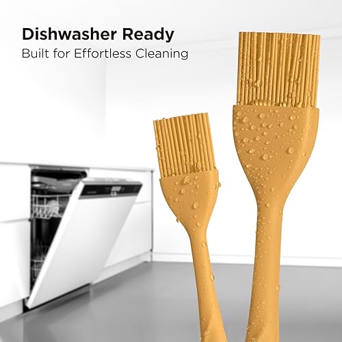 Miniatura 6 de Kitchen Mama WaltzGrip Platinum Cepillo de silicona para rociar pastelería: Juego de 2 utensilios de silicona resistentes al calor para cocinar,