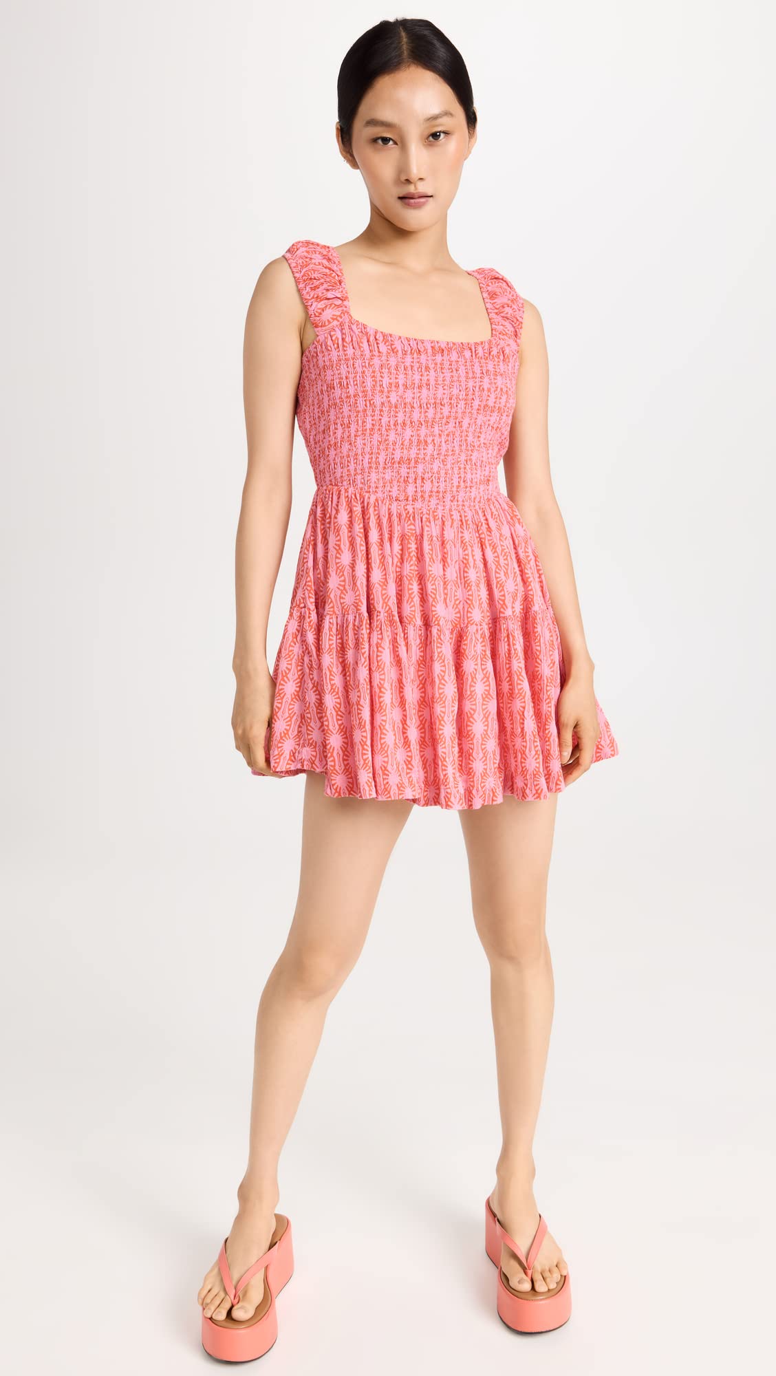 Free People Women's Sweet Annie Mini Dress, Pink Combo, | B2B Liquidation