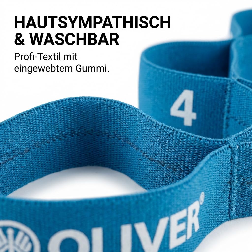 OLIVER Tex-O Maxiband 3er Set All-in-One – Widerstandsband aus Textil mit 8 nummerierten Loops, 7/10/15 kg (Magenta/Türkis/Lemon), Länge ca. 118 cm – Ganzkörpertraining, Warm-up, Mobility & Kraft
