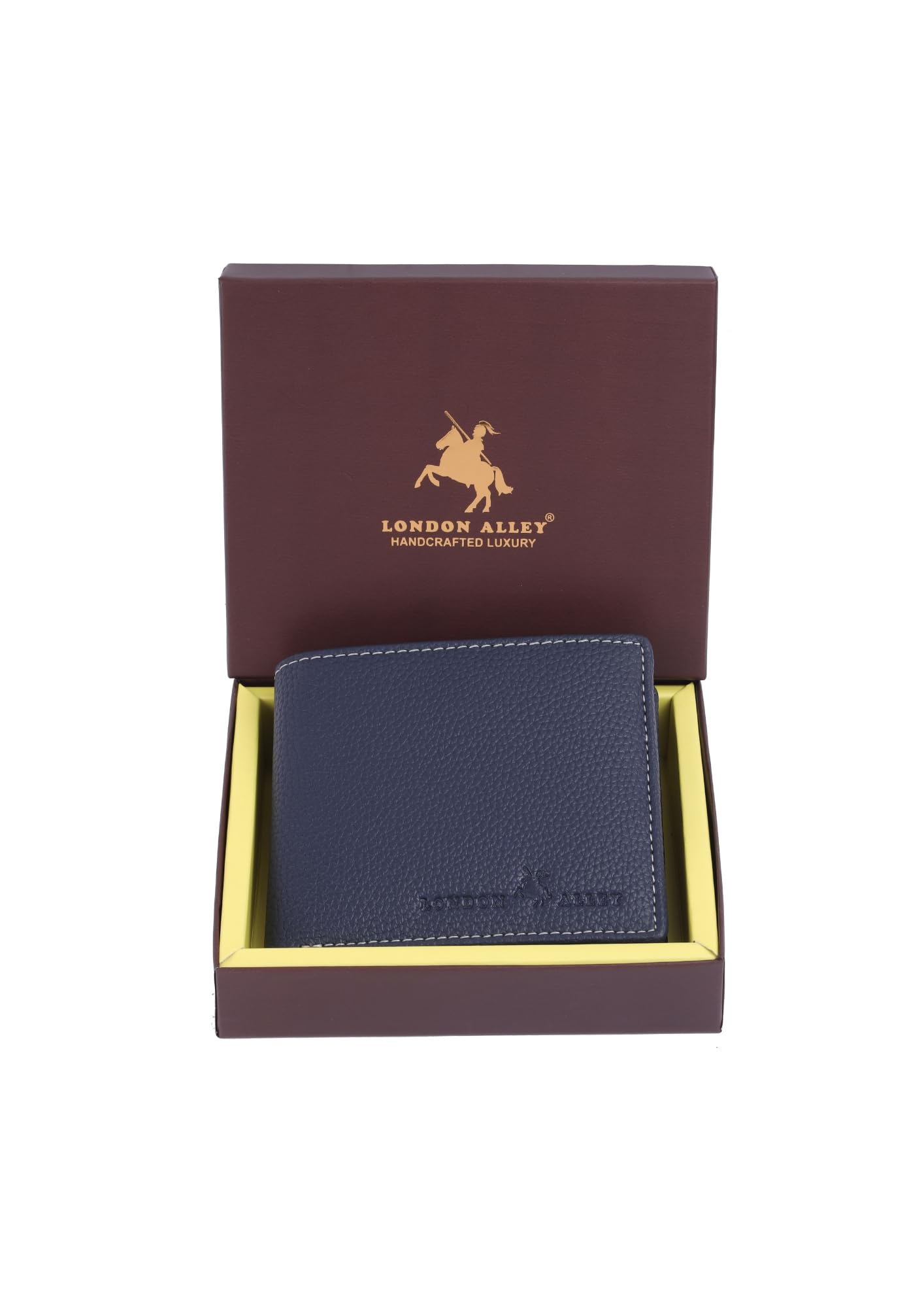 LONDON ALLEY Onex Blue Wallet, RFID Protected, Classic Leather Wallet - Mens