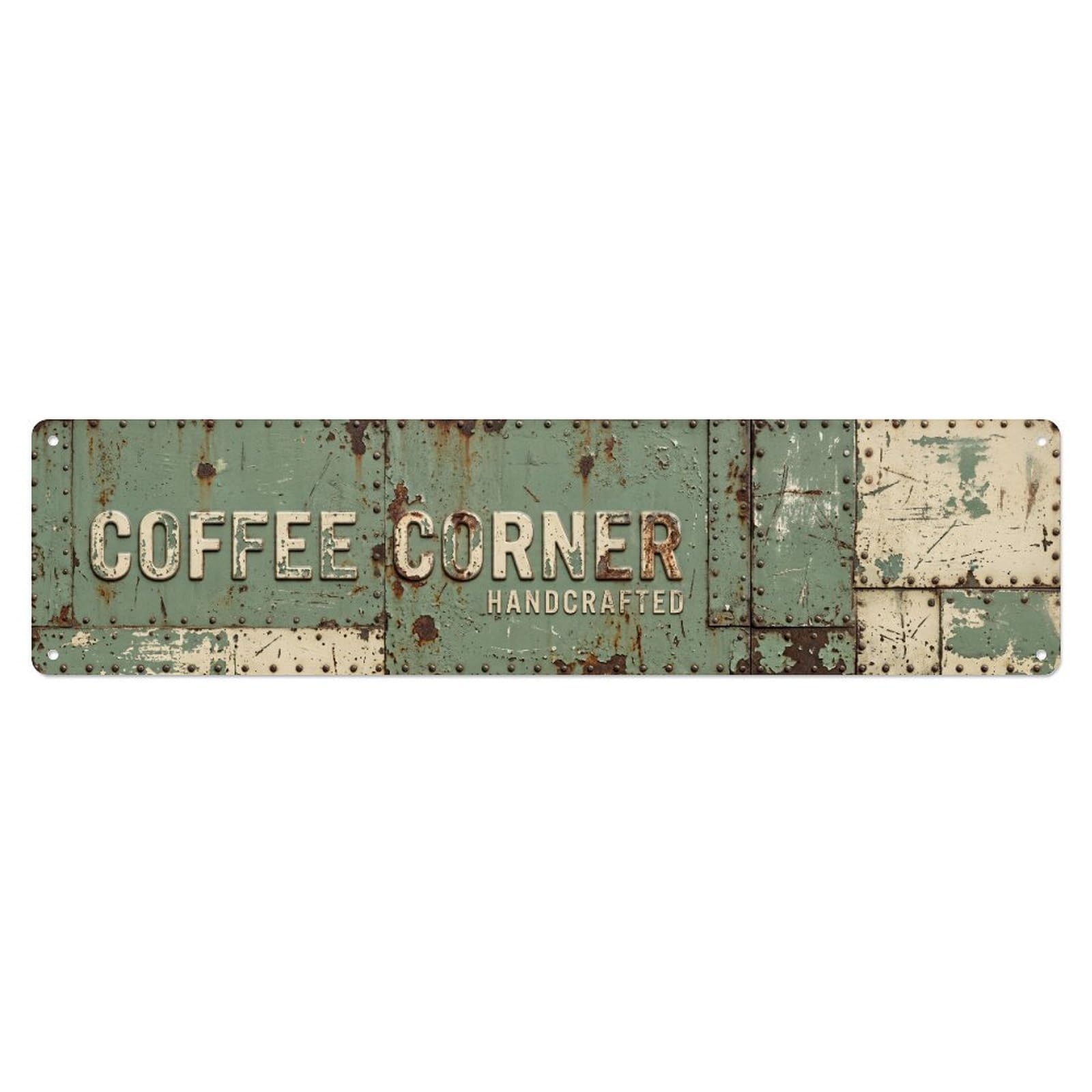 Coffee Corner Sage Metal Metal Tin Skinny Sign Plaque Wall Decor for Cafe, Club Bar, Office, Home Garden Metal Poster 4x16Inch