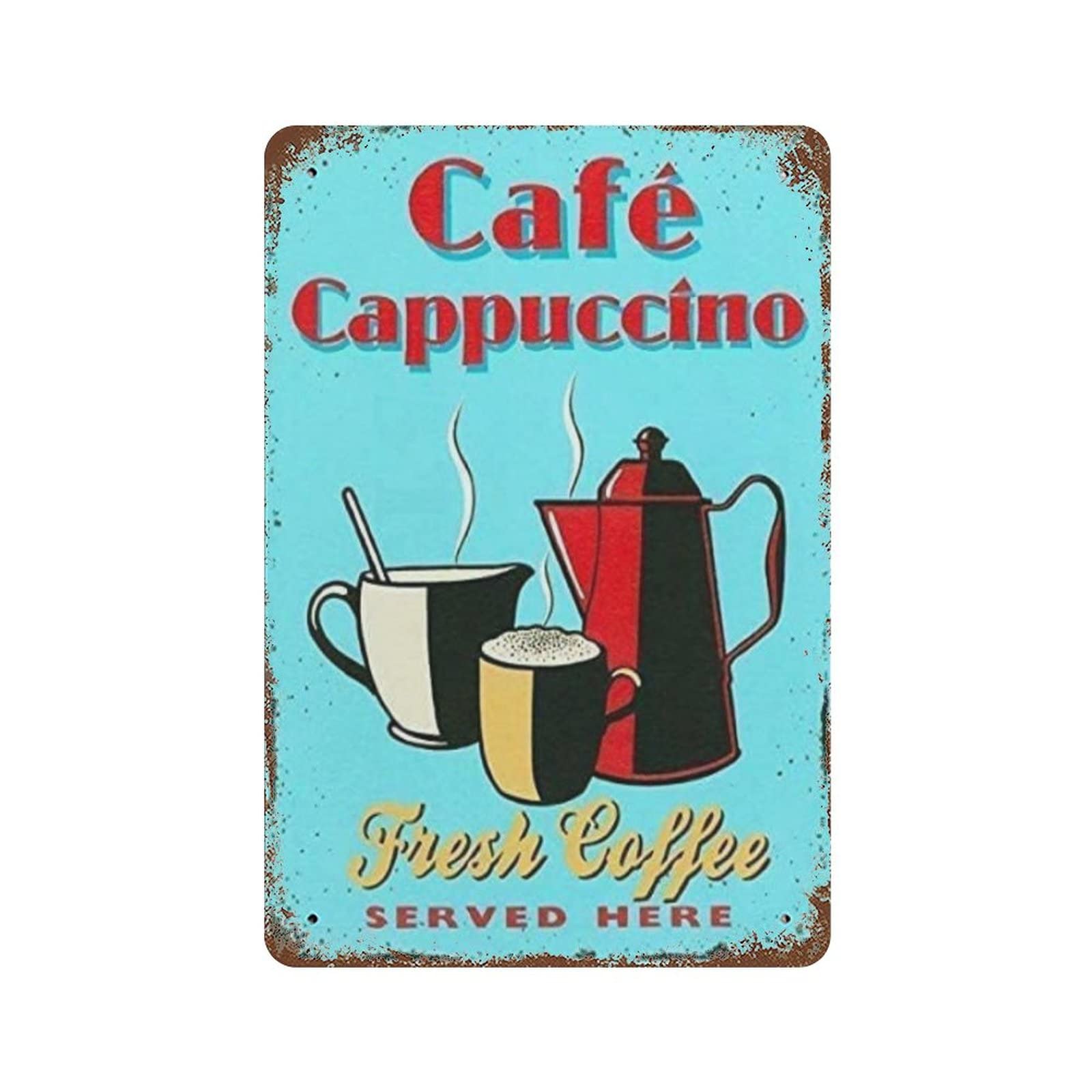 AOOEDM Coffee Vintage Metal Tin Sign for Home Coffee Shop Office Wall Art Metal Poster Garage Decor Man Cave Sign Inspirational Quote Wall Decor