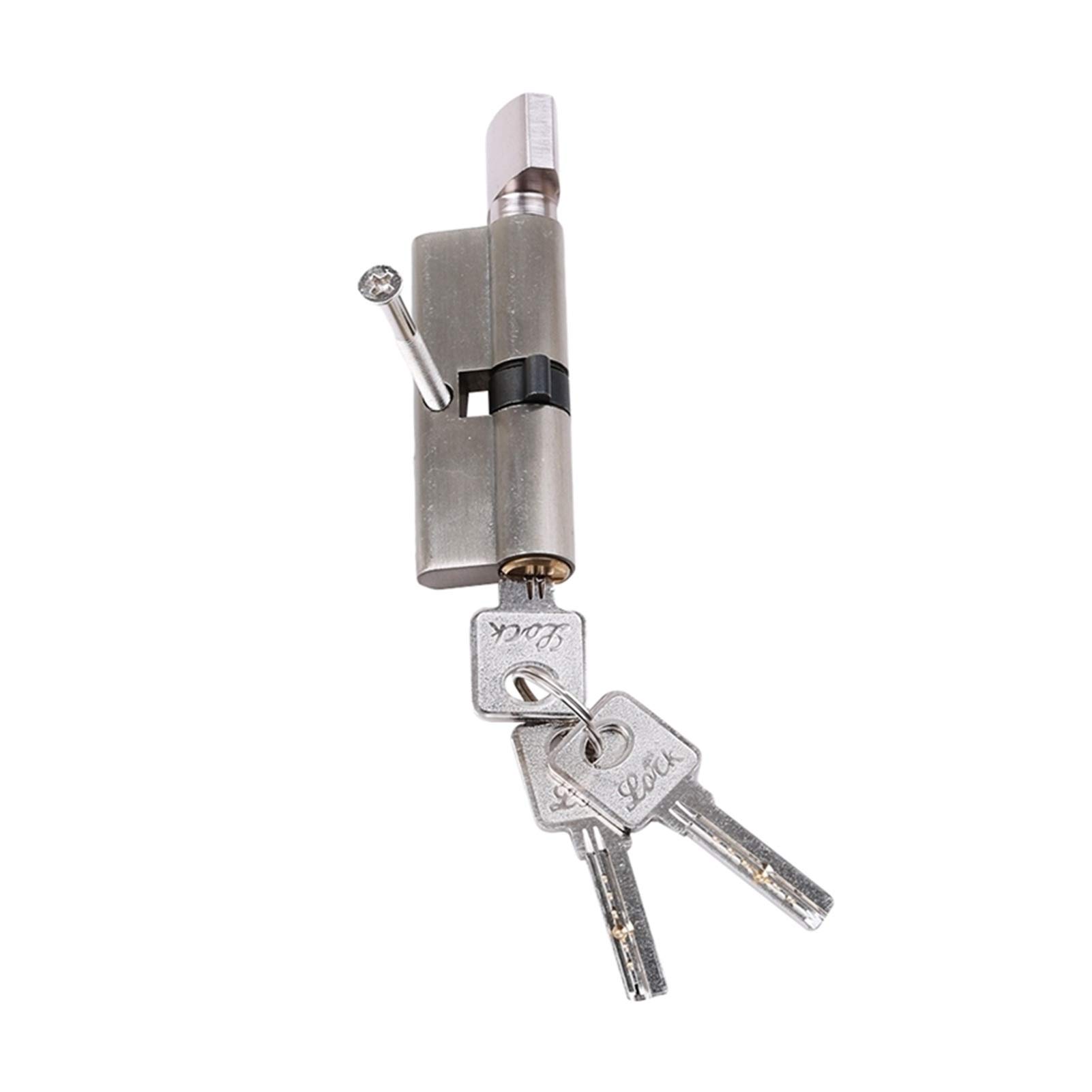 Sbziojhdr Silver Cylinder Lock, Cylinder Ab Key Anti-Theft Brass Gate Door Lock Handle Bedroom Extended Barrel