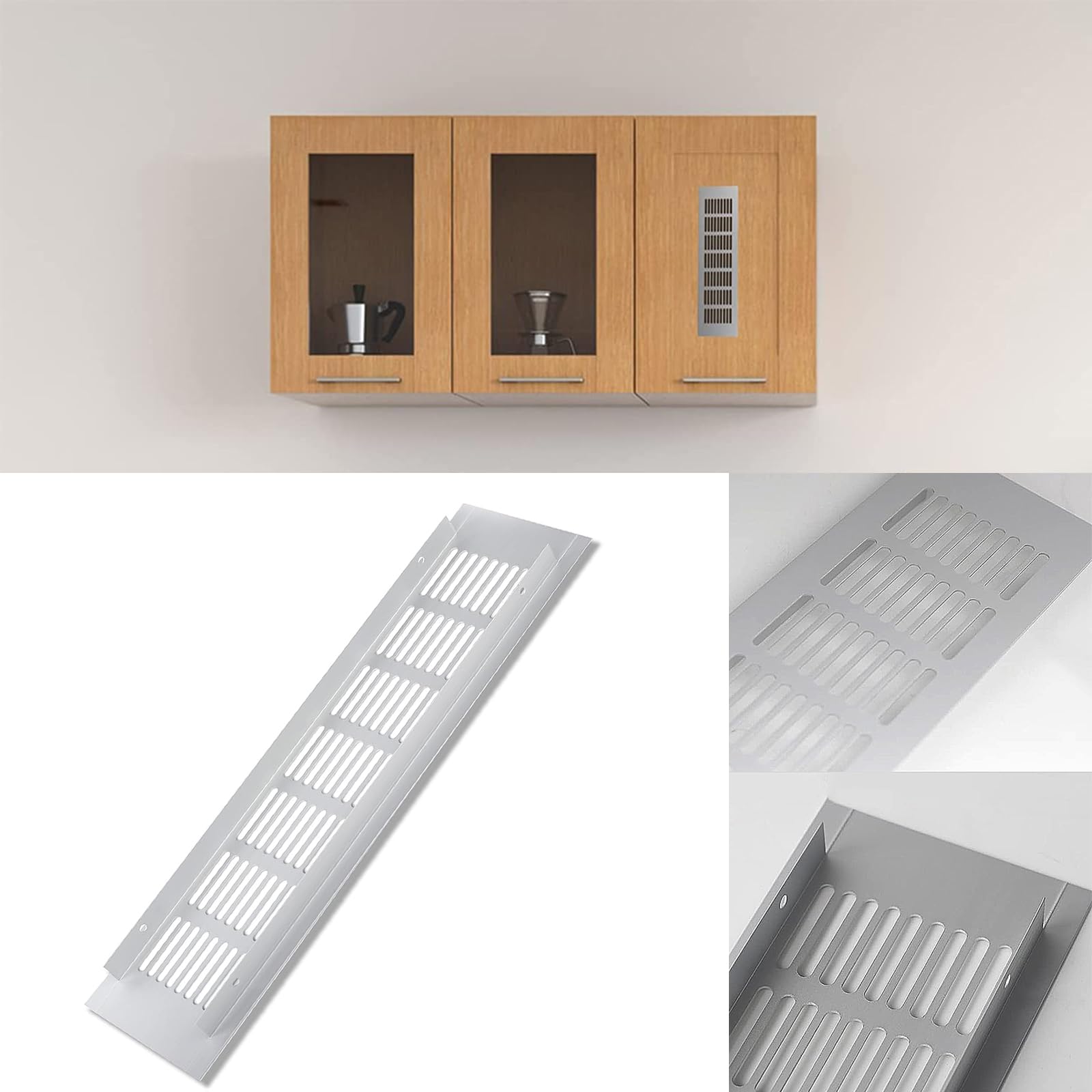 Griglie Di Aerazione In Alluminio - 4 Pezzi 80x300mm, Per Armadi E Scarpiere, Antiumidit&agrave;