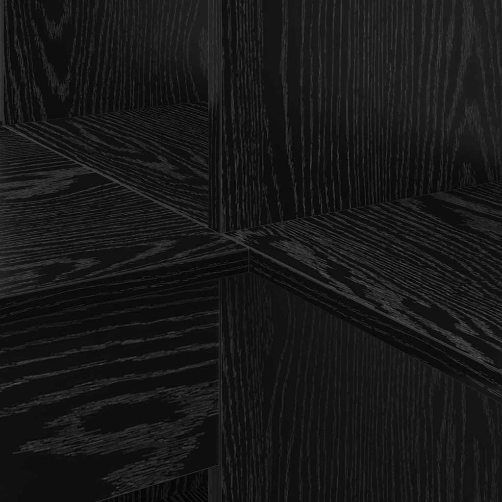 Scrivania angolare nera effetto rovere, 101,5 x 149,5 x 149,5 cm, con spazio portaoggetti, scrivania angolare in legno, stabile e salvaspazio, per diversi monitor