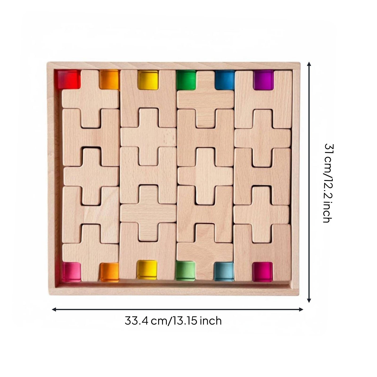 Holzbaustein Architekturspiel Konstruktionsbausteine Kreativset mit Durchsichtigen Acrylteilen für Sonnenlicht Effekte aus Buche für Vorschule Kindergarten Zuhause