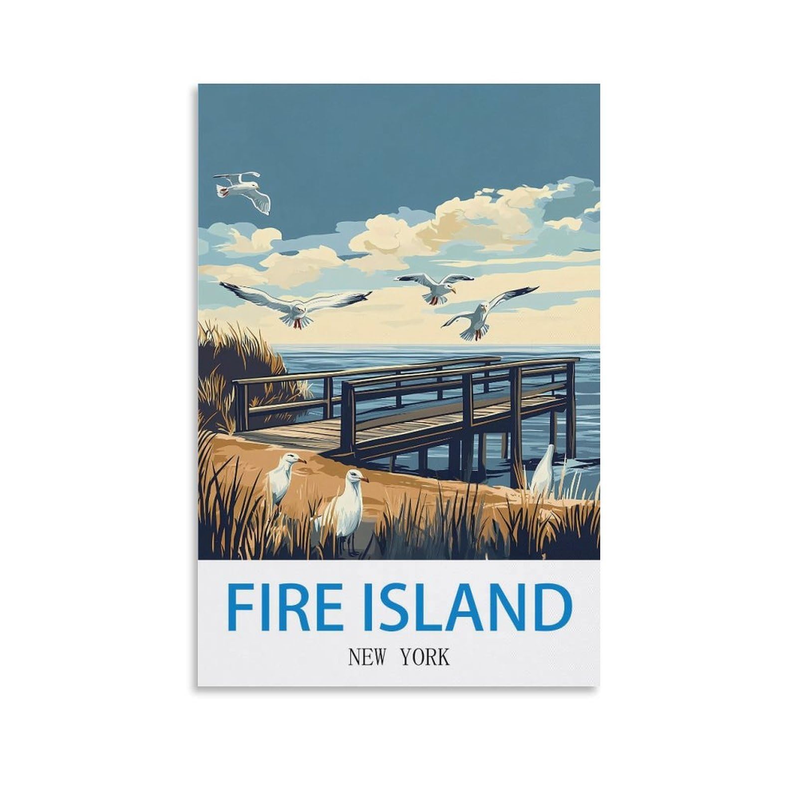 EZMLFA Diamond Painting Kits for Adults,Fire Island New York 5D Diamond Painting Kit for Adults Beginners, DIY Full Round Drill Gem Art Kits for Home 50x60cm