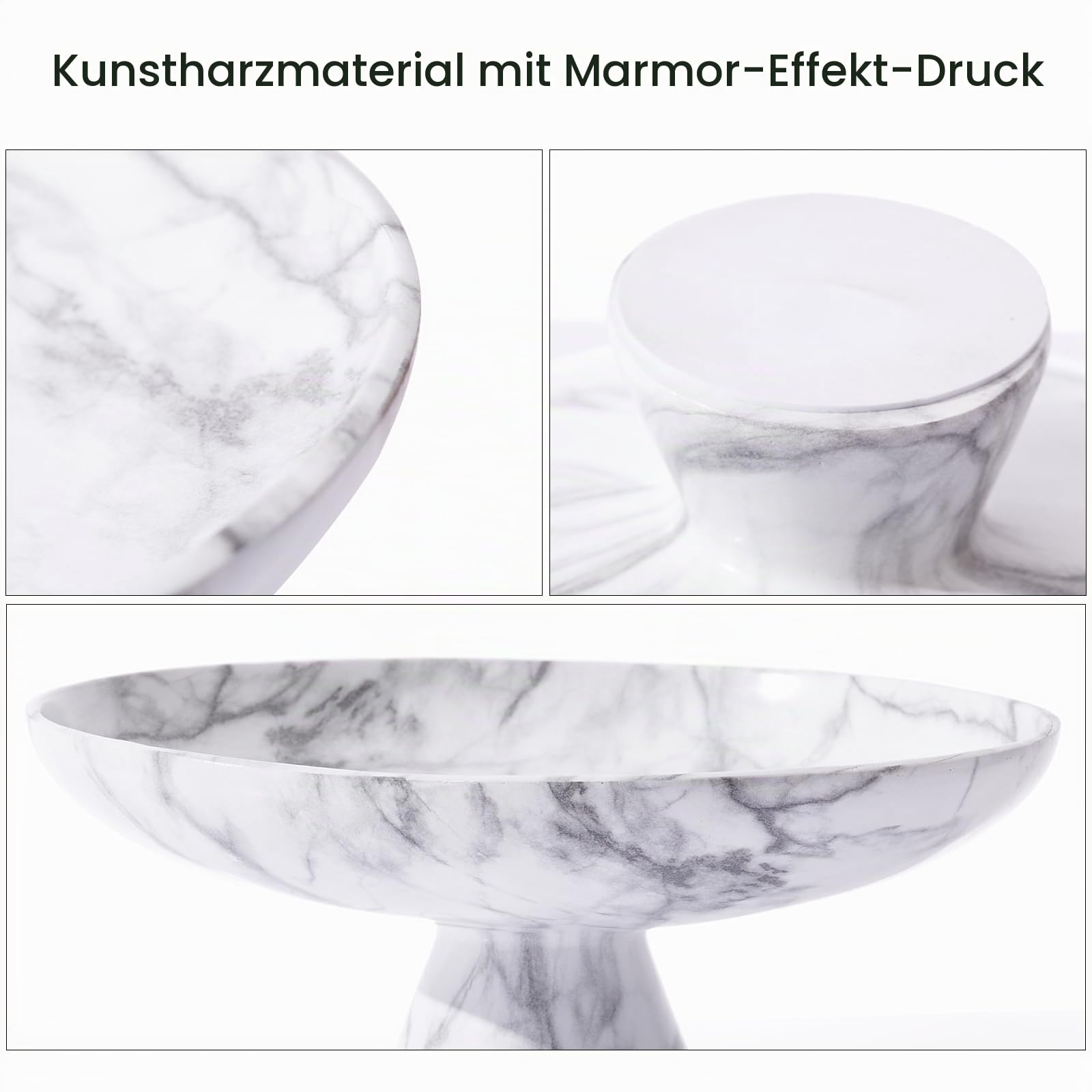 DN DECONATION Obstschale aus Marmor Deko Große Obstkorb für Küche Snacks