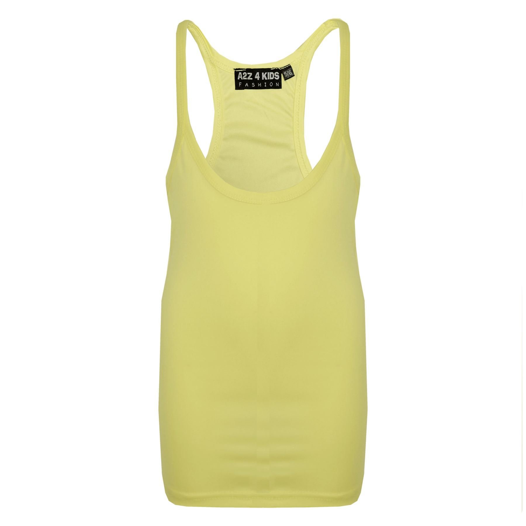Kids Girls Childrens Vest Top - Racer Vest Lemon 13