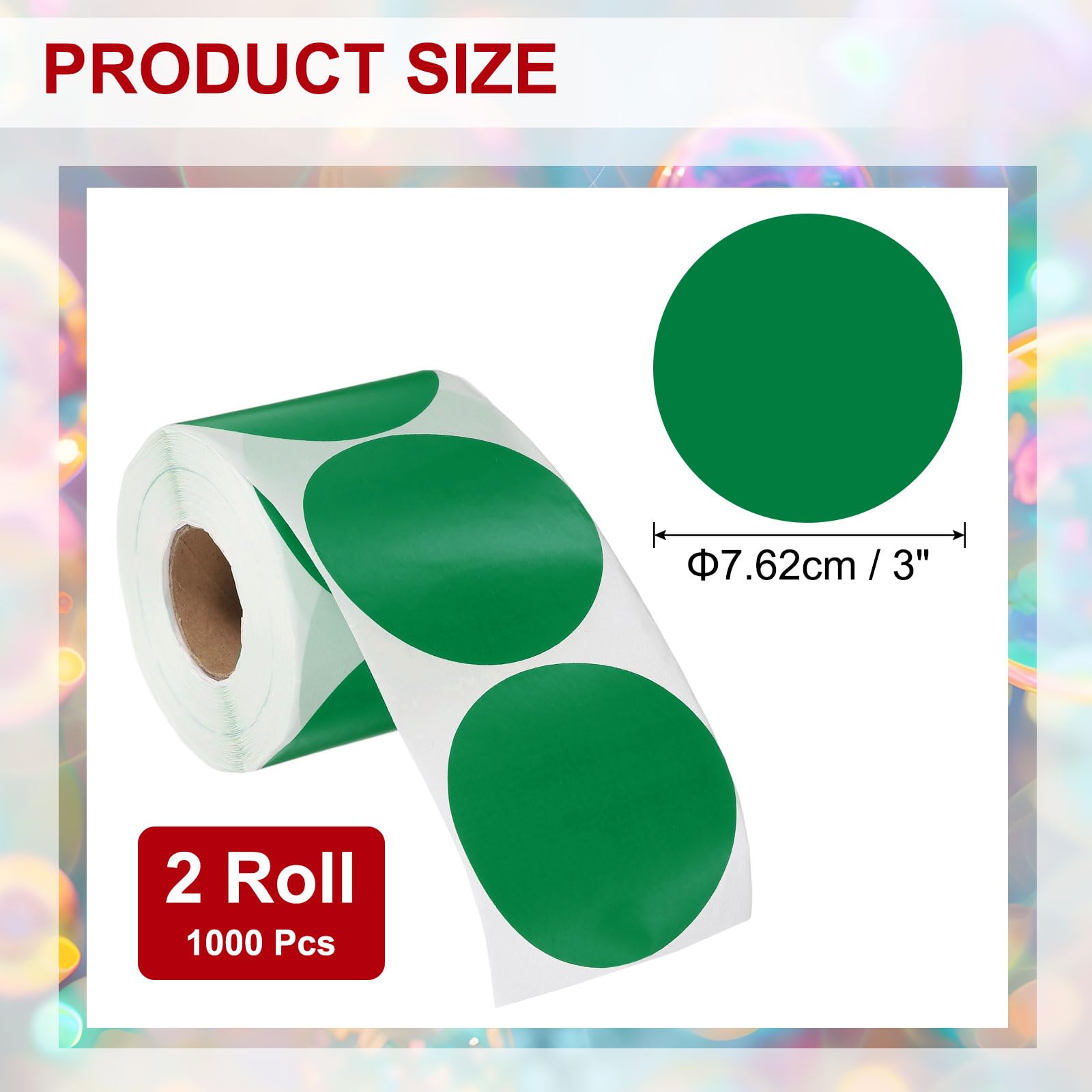 PATIKIL 1000 Pcs Autocollants Points Colorés, 3 Inch Cercles Autocollants Grands Étiquettes Rondes Adhésives Étiquettes Codage Vierges Pour Marquage Bureau De Garage De Cour Maison, Vert