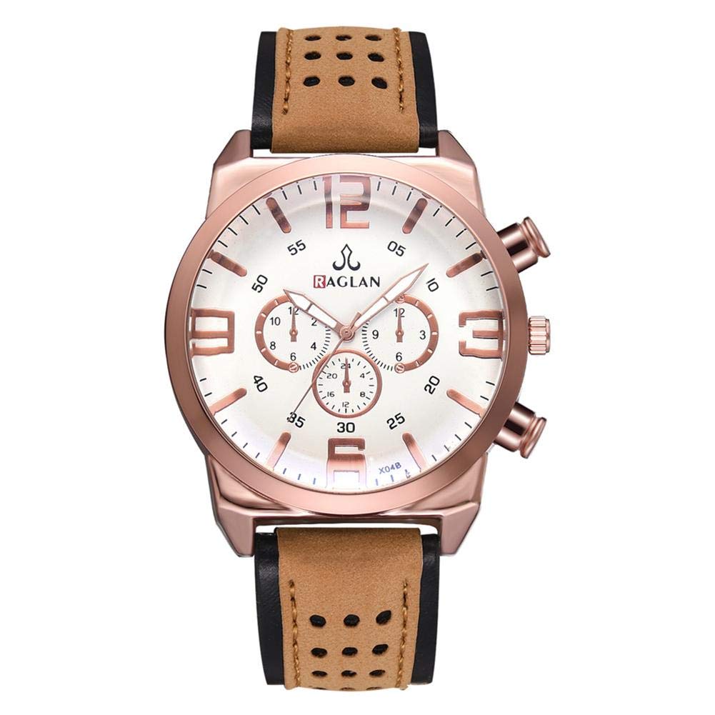 Akaddy Men Sports Casual Quartz PU Leather Strap Digital Round Dial Watch Personalized Quality Watch(Coffee) (B07QK9CSSY) Amazon Price History, Amazon Price Tracker