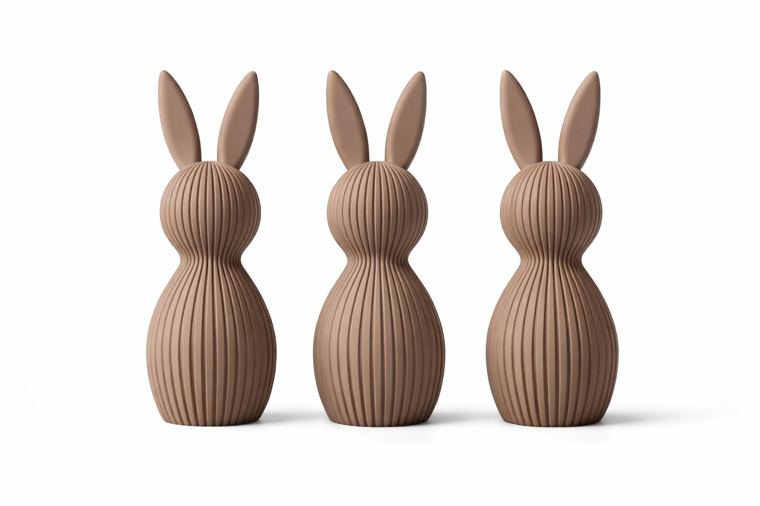 ALBA Hasen Deko 3er Set 12 cm – 3D Druck Deko Figuren im Skandinavischen Stil – Moderne Osterdeko Minimalistisch – Wohnaccessoires für Wohnzimmer, Tisch, Regal & Frühlingsdeko (Karamel, ALBA Nord)