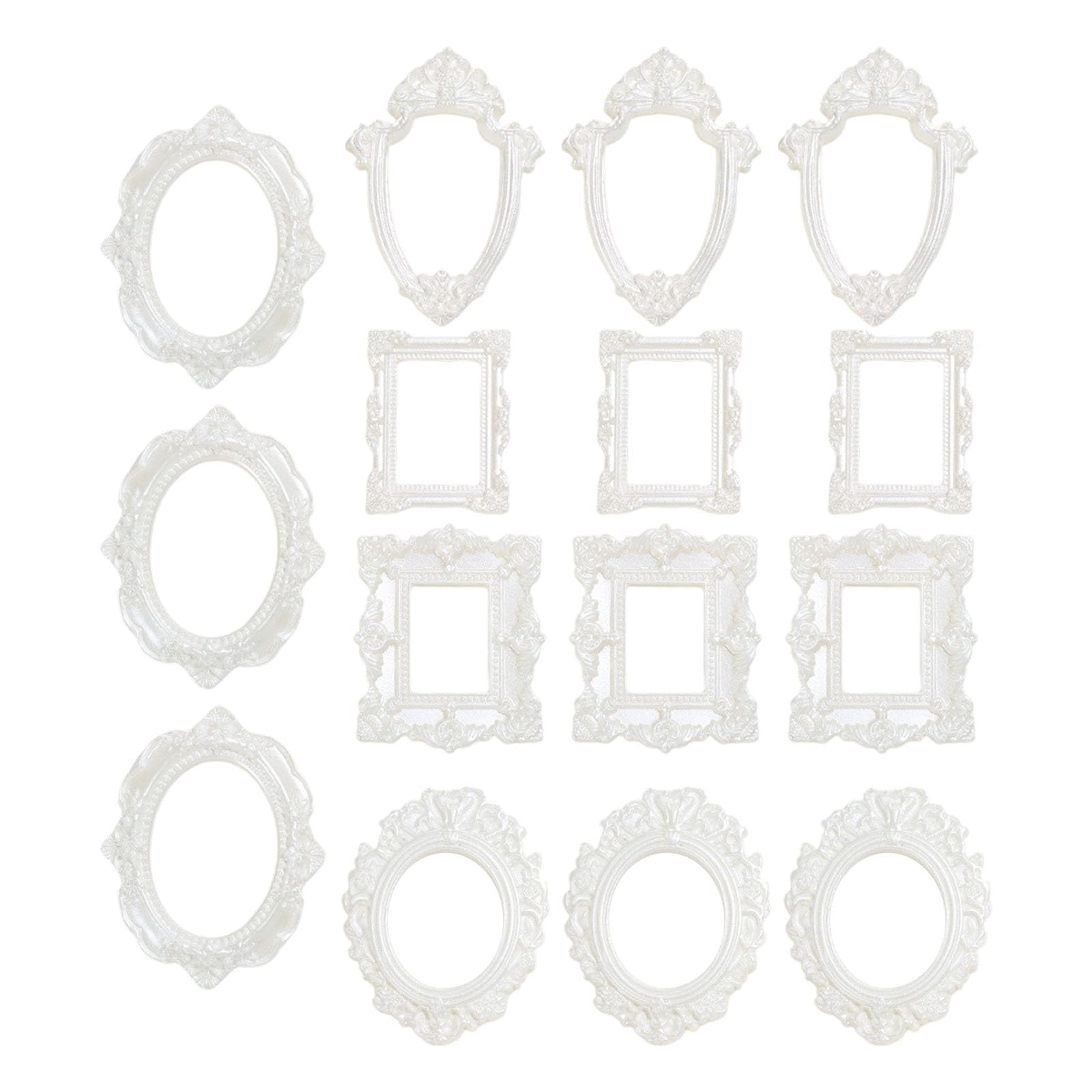 Tsophreniq Assorted 15Pcs Resin Miniature Photo Frame with Intricate Floral Carvings Ideal for Artistic Craft Creation Home Decors Elegant Jewelry Display Frame
