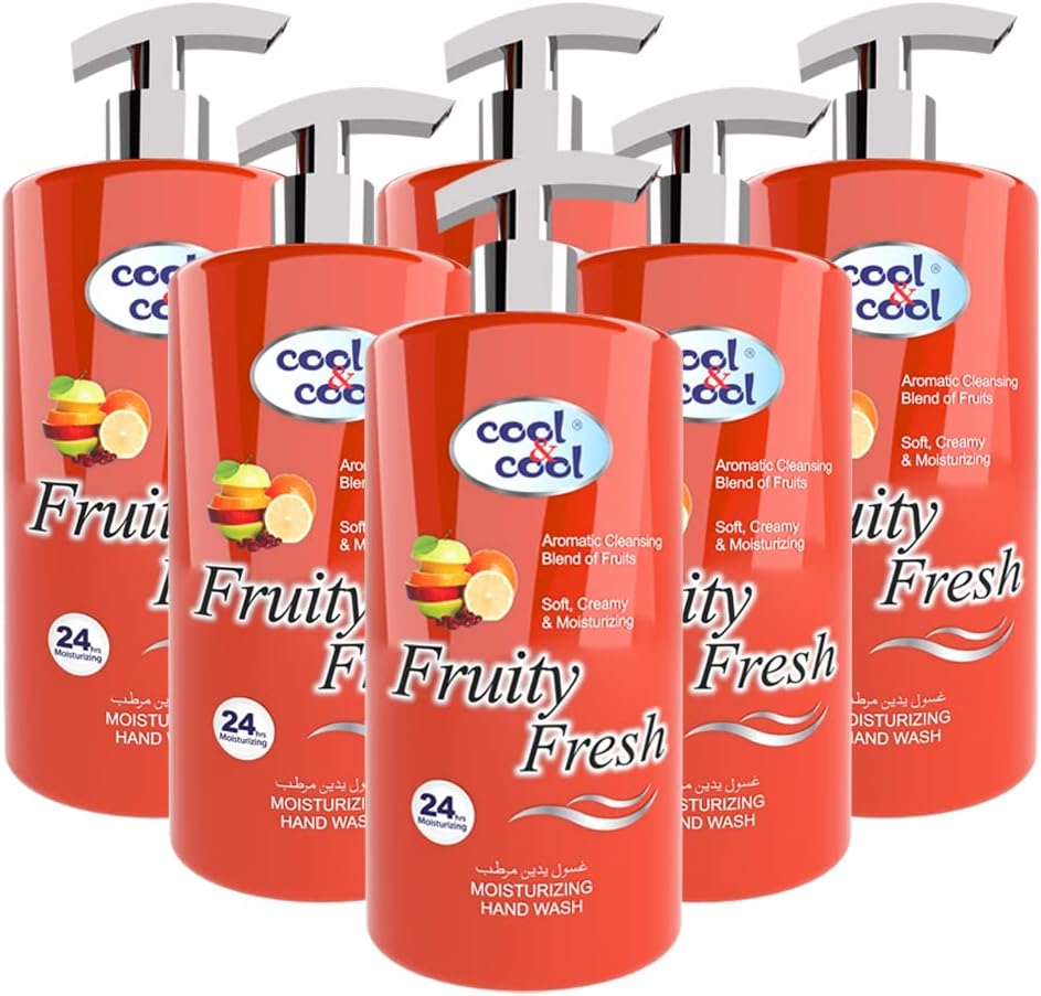 Cool & CoolFruity Fresh Moisturizing Hand Wash 1 Liter (Pack of 6)- Aromatic, Soft & Creamy Formula for Refreshing Cleanliness 6 Liters