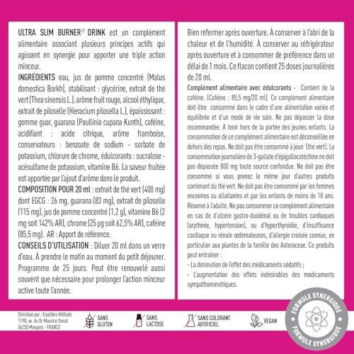 EAFIT MINCEUR Ultra Slim Burner - Complément Alimentaire Bien Être, Formule Minceur + Anti-Retention d'Eau - Perte de Poids Naturelle et Sculpture du Corps - Fabriqué en France - Saveur Fruitée 500ml – Image 3
