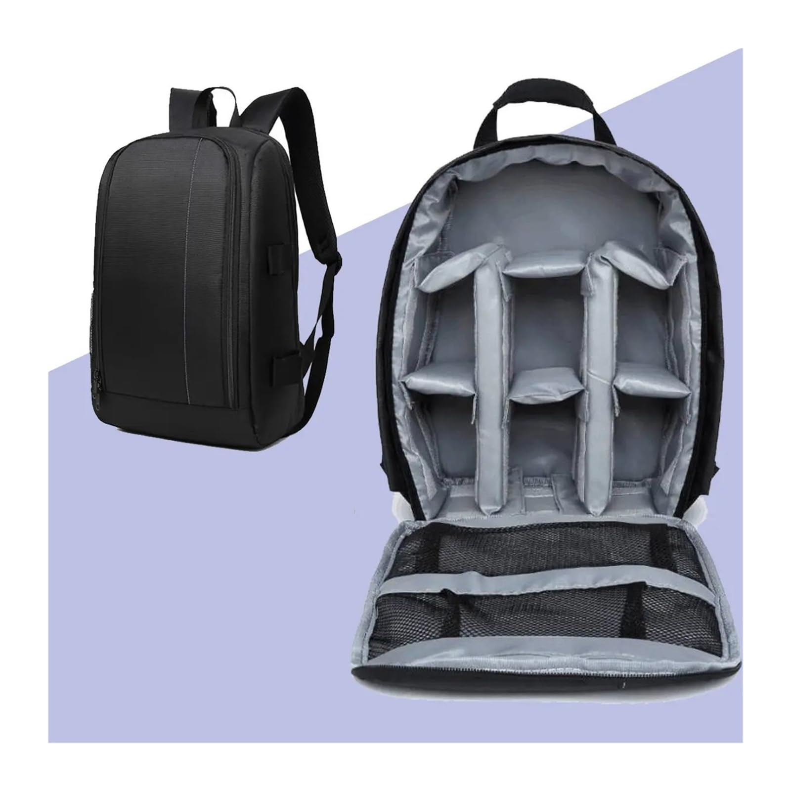 Borsa fotografica multifunzionale Zaino for fotografia all'aperto Tessuto leggero impermeabile di grande capacità(Purple)