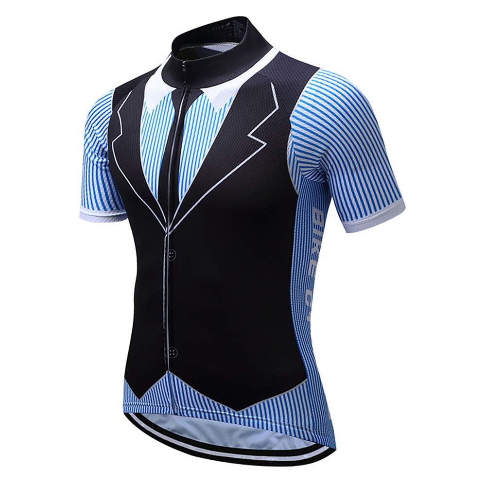 Men's Cycling Jersey Summer Cycling Shirt Short Sleeve Bicycle Clothing Breathable Full Zipper Bicycle Jacket with 3 Pockets