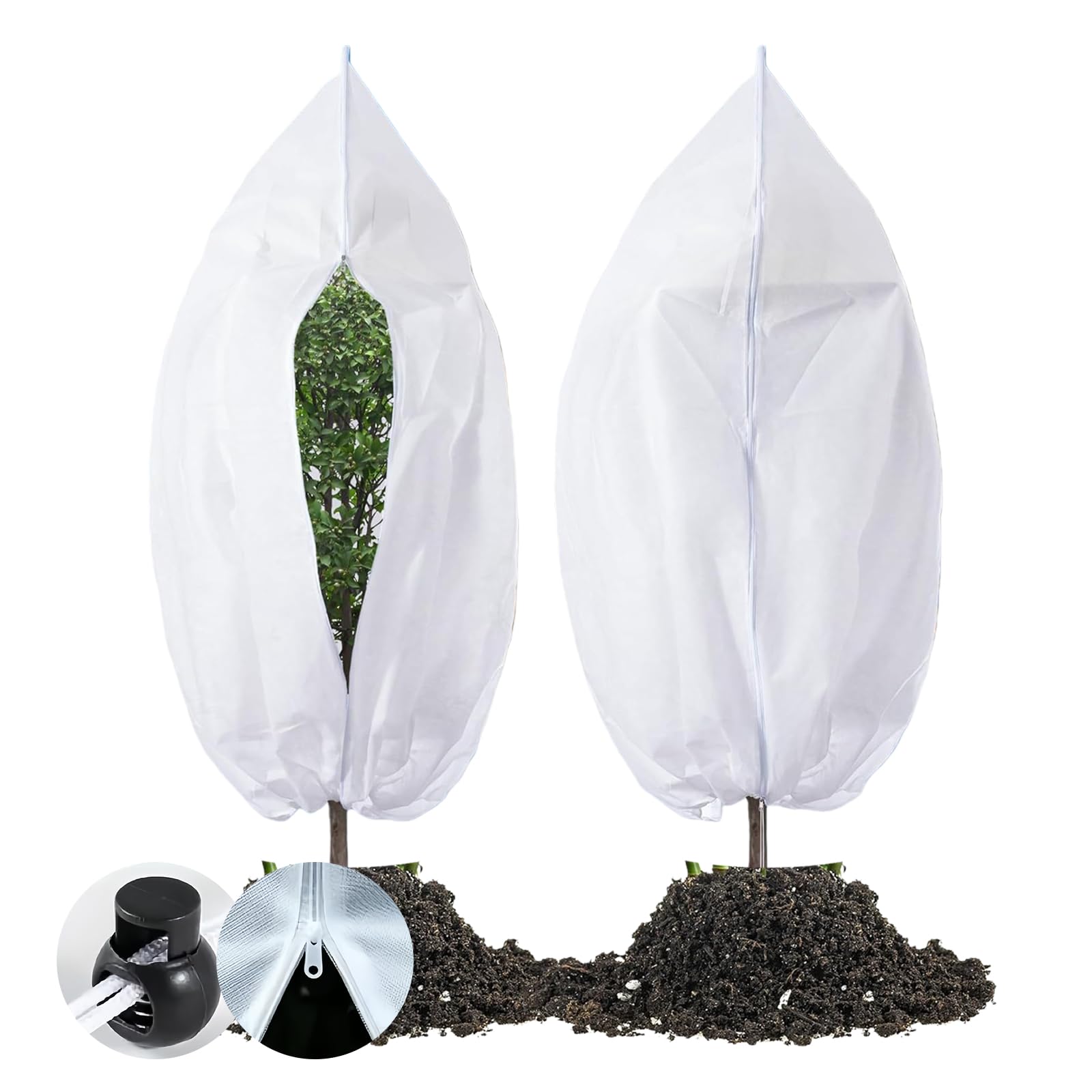Lot de 2 Voile Hivernage Plante Exterieur, Protection Hivernale Respirante avec Fermeture Éclair pour Arbres en Pot Olivier Palmiers (Blanc,250 * 360cm (1 PCS))