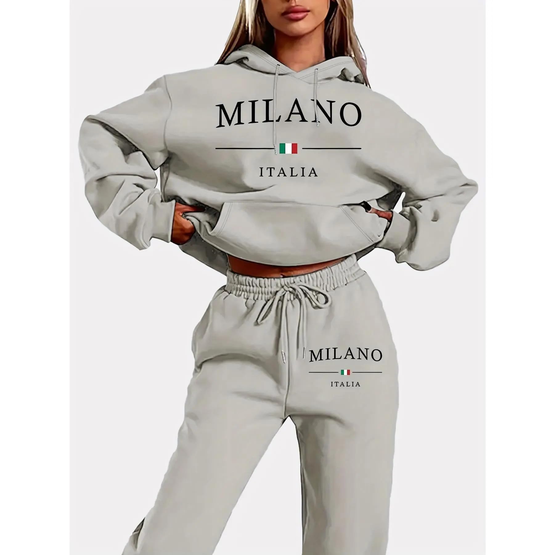 Damen Los Angeles Fleece-Hoodie set,Brooklyn Jogginganzug Streetwear Tracksuit für Herren,Trainingsanzug Buchstaben Druck Lose Hoodies und Jogginghosen Y2K Tracksuit Essentials Unisex Pullover