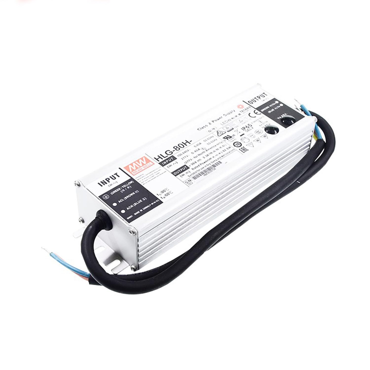 HLG-80H-24 80W 24V 3.4A LED Driver - IP67 Waterproof Constant Current/Constant Voltage - Durable Commercial Lighting