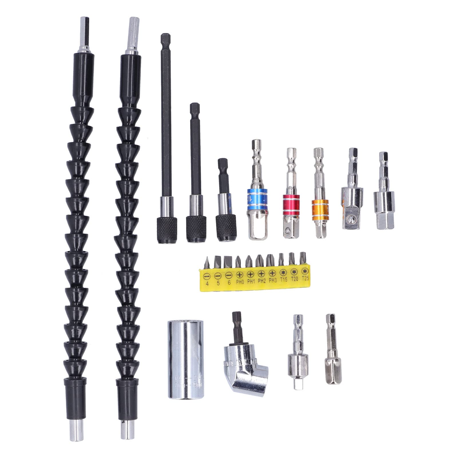 Bohrerverlängerung, flexible, rechtwinklige, biegbare Bohrer aus Edelstahl, hohe Kompatibilität für kleine Räume, Computergehäuse, Schaltschränke, rostfrei, seidenmatt, 300 mm