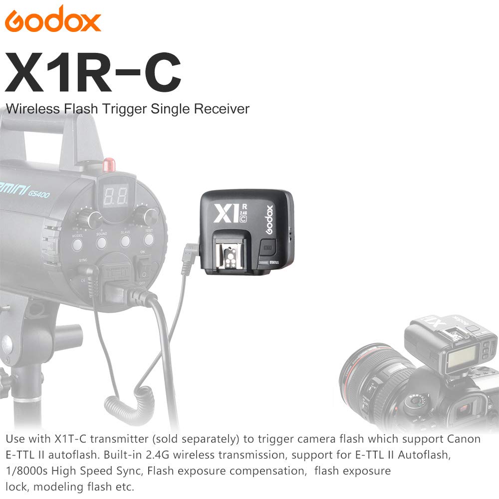 GODOX X1R-C Blitzauslöser Empfänger TTL 2,4G 32 Kanäle HSS 1/8000s Funkauslöser Blitz Sender Fernbedienung für Canon DSLR Kamera Speedite Godox X1T-C (X1R-C Empfänger)