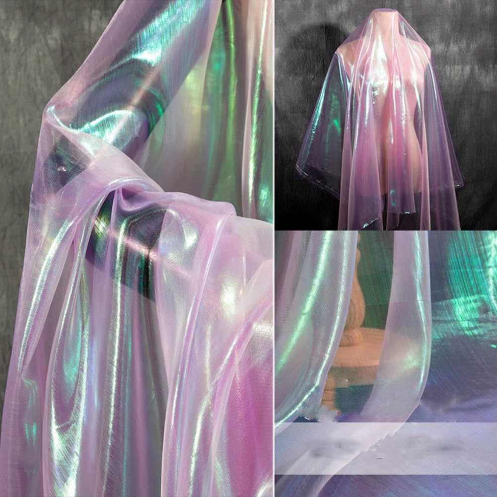 BENECREAT Zweifarbiger Organza-Stoff – Blau/rot, Schillernd, 150 Cm Breit, 2,7 M Lang – Für Kleider, Dekoration, Basteln