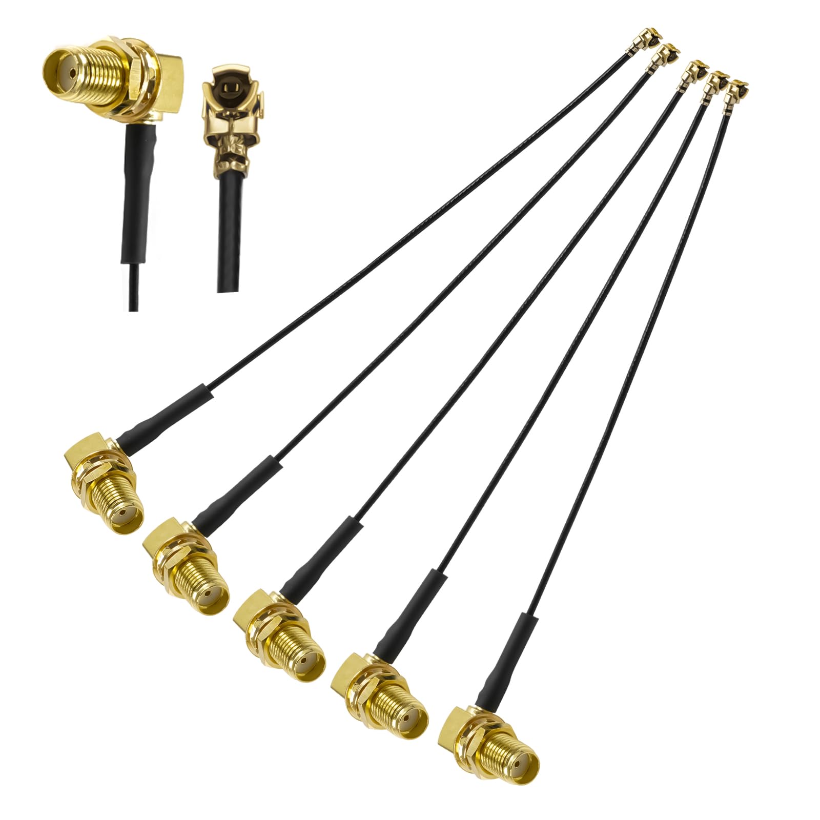 Ahoaepy 5PCS IPX U.FL to SMA Coax Cable, Right Angle SMA Female to MHF1 IPX UFL 1.13mm Pigtail Cable, 6Inch(15cm) Low Loss U.FL Elbow SM A Female