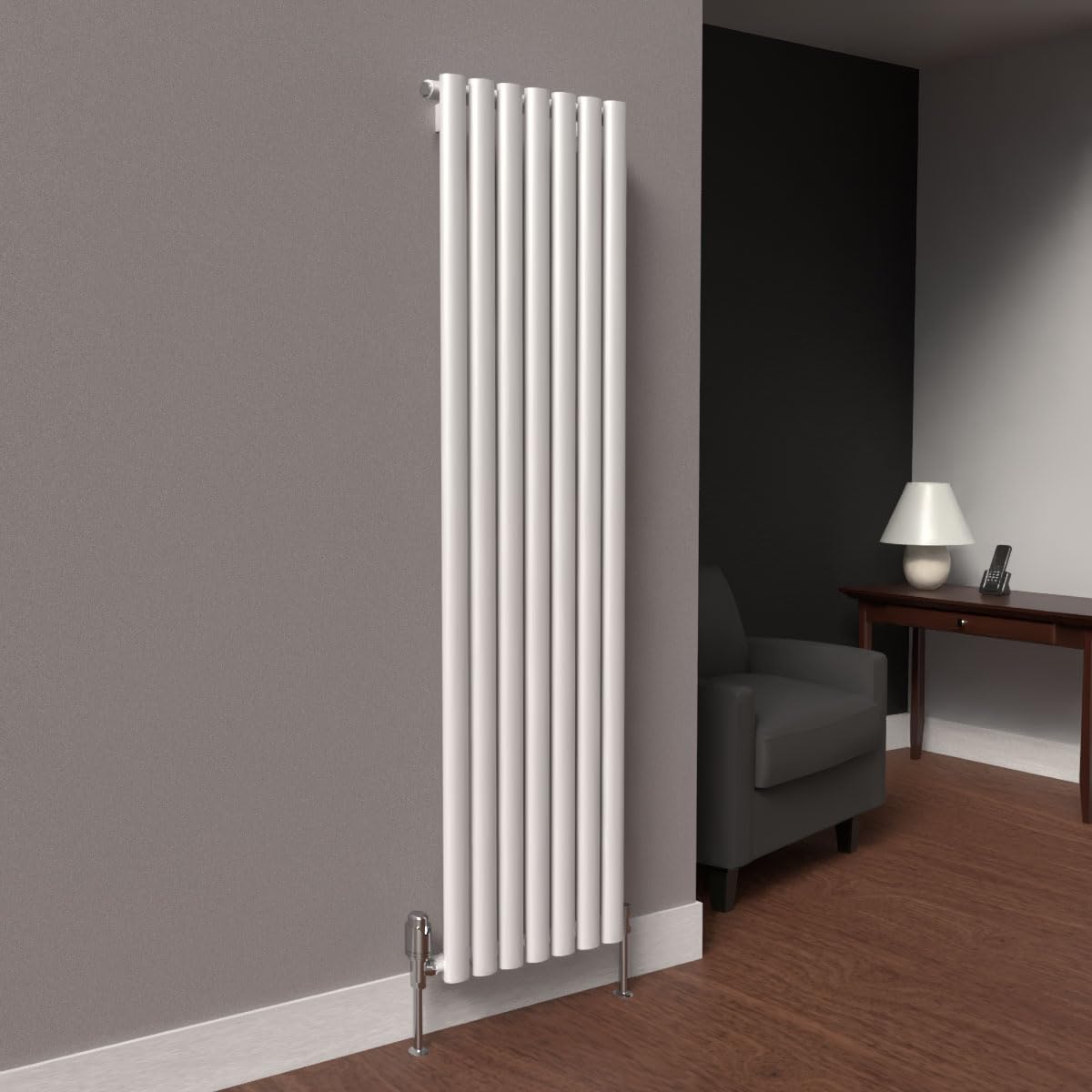 Lux Heat White Oval Vertical Single Panel Designer Radiator 1600mm (H) x 420mm (W) โ image 1