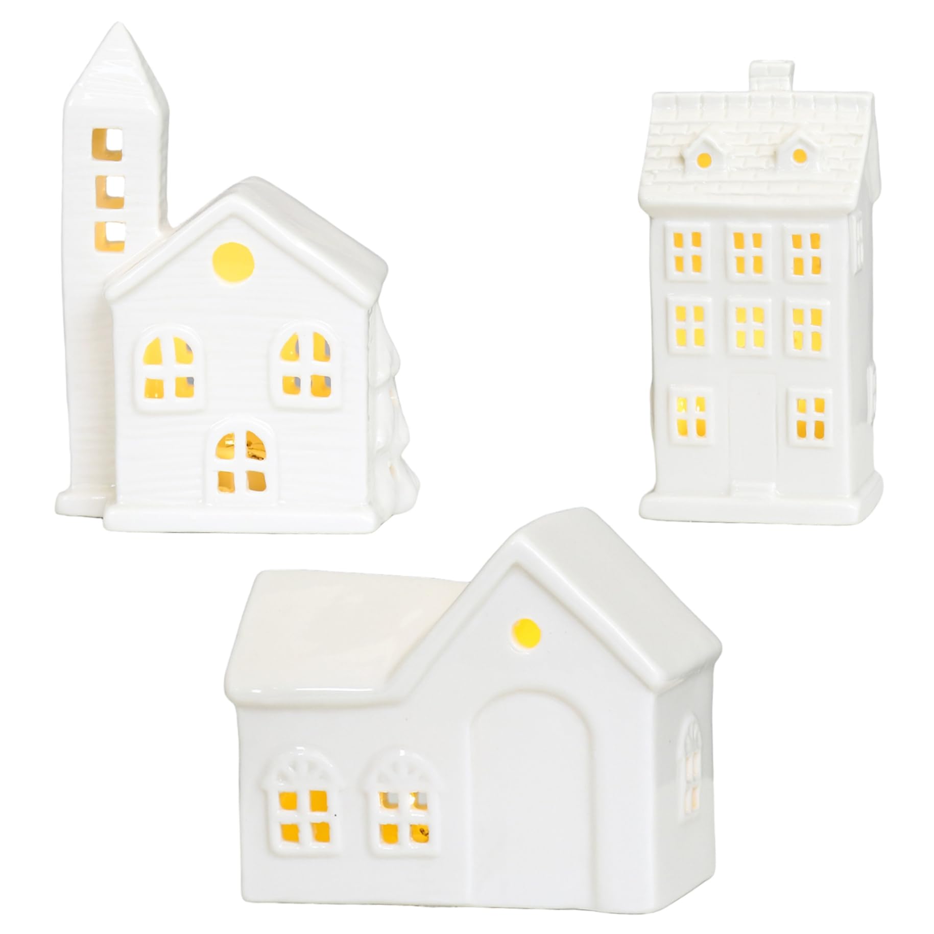 Maisons de Village de Noël en Céramique Blanche : Bougeoir Créatif Hiver